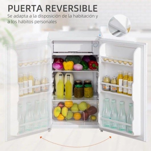 Frigorífico Mini Homcom Branco 84cm 91L F Descongela Manual