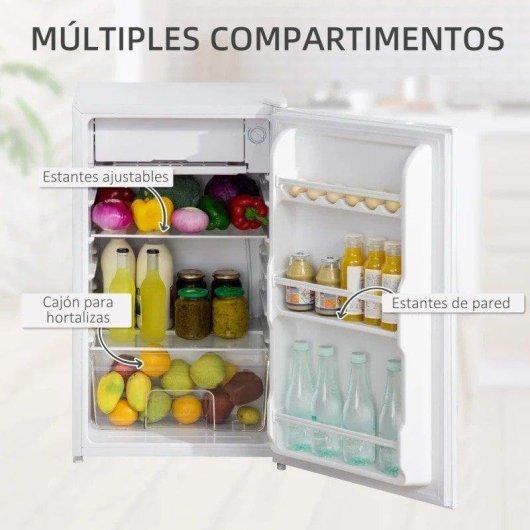 Frigorífico Mini Homcom Branco 84cm 91L F Descongela Manual