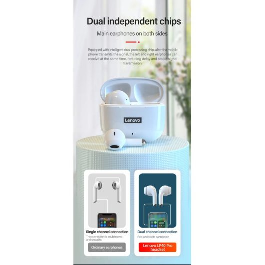 Lenovo LP40 Pro TWS Auriculares Inalámbricos Bluetooth Negros