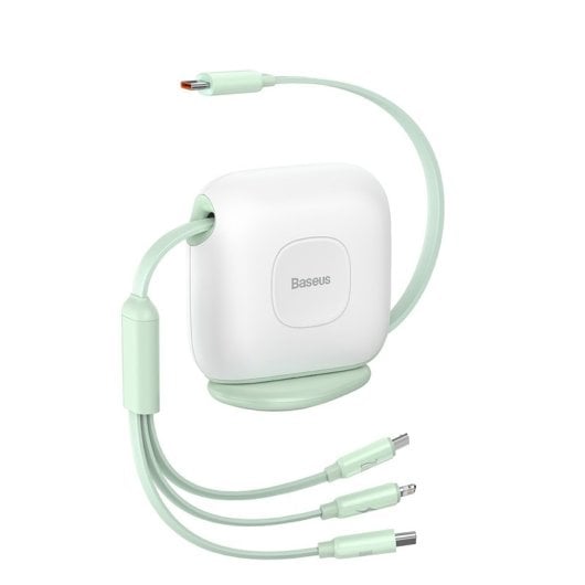 Baseus Cabo de Carga Rápida Retrátil 3-em-1 USB para USB-C/Micro-USB/Lightning 1.7m Branco