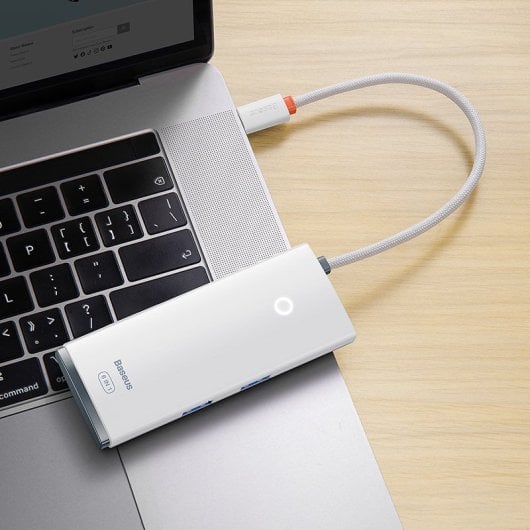 Baseus Adaptador HUB USB-C a USB 3.0/HDMI/SD/TF Blanco
