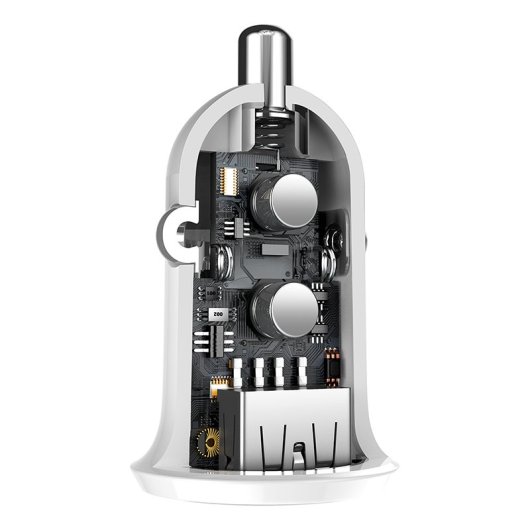 Baseus Grain Pro Carregador de Carro 2xUSB 4.8A Branco
