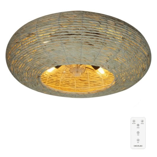 Ventilador de techo Cecotec Energysilence Lampaero 600 Natural Wicker DC 20W con luz yute