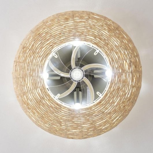Ventilador de techo Cecotec Energysilence Lampaero 600 Natural Wicker DC 20W con luz yute
