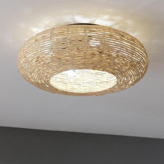 Ventilador de techo Cecotec Energysilence Lampaero 600 Natural Wicker DC 20W con luz yute