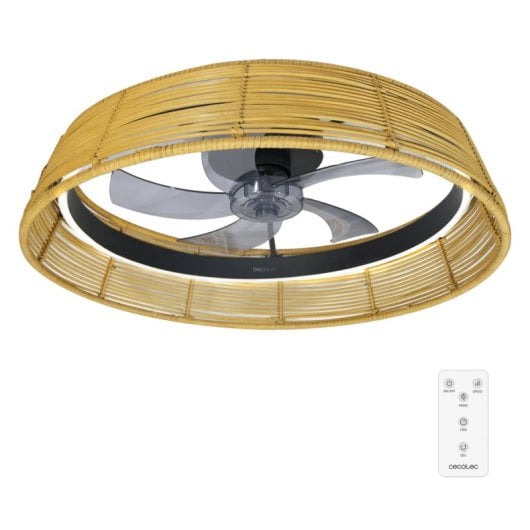Ventilador de techo Cecotec EnergySilence Lampaero 600 Natural Design 20W 5 aspas LED 6 velocidades