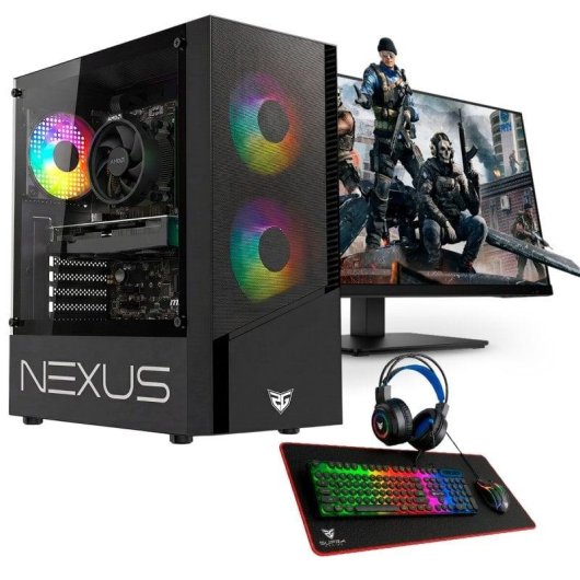 PC Racing Gaming AMD Ryzen 5 5500/16GB/1TB SSD/RTX 5060 + Monitor 24" FullHD + Combo Gaming + W11