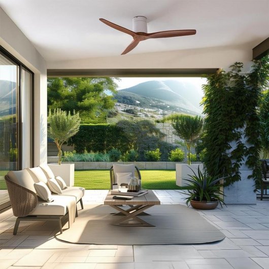 Ventilatore da soffitto Cecotec EnergySilence Aero 5500 Aqua Whitedarkwood 40W Wi-Fi IP44