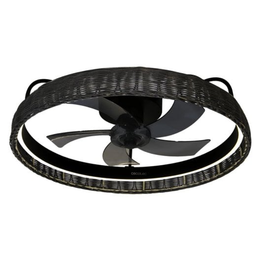 Ventilador de techo Cecotec Energysilence Lampaero 600 Black motor DC 6 velocidades LED mimbre