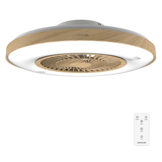 Ventilator Cecotec Energysilence Lampaero 600 LED 20W 5 Rotorblätter Weiß Holz Fernbedienung