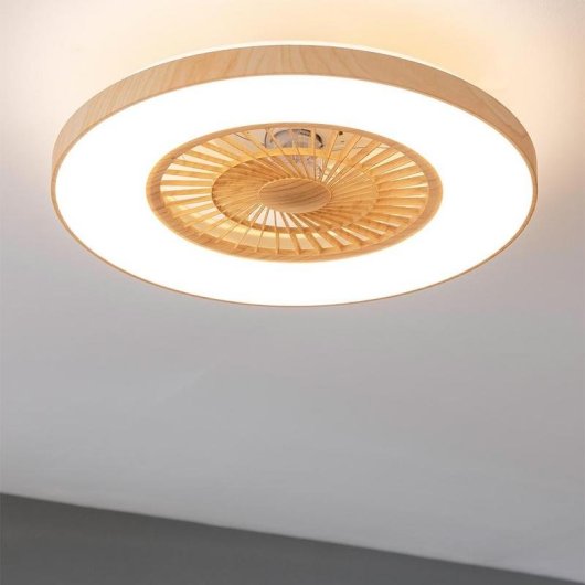 Ventilator Cecotec Energysilence Lampaero 600 LED 20W 5 Rotorblätter Weiß Holz Fernbedienung