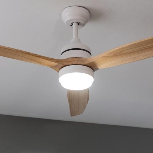 Cecotec EnergySilence Aero 5275 Ventilador de teto madeira branca com luz LED e controle 40W