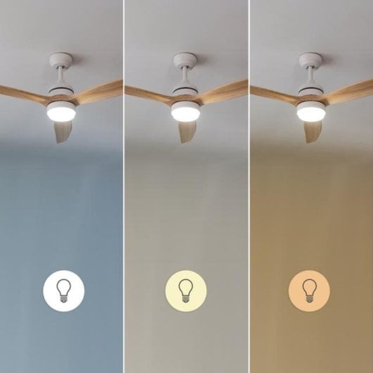Cecotec EnergySilence Aero 5275 Ventilador de teto madeira branca com luz LED e controle 40W