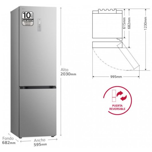 LG GBV3210DPY Frigorífico Combinado No Frost D Aço Inoxidável
