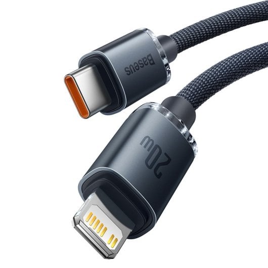 Baseus Cable de Carga Rápida y tarnsmisión de Datos Tipo-C A Lightning 20W Negro