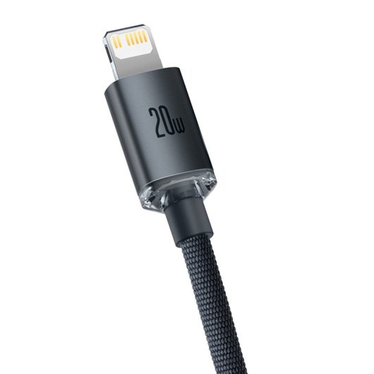 Baseus Cable de Carga Rápida y tarnsmisión de Datos Tipo-C A Lightning 20W Negro
