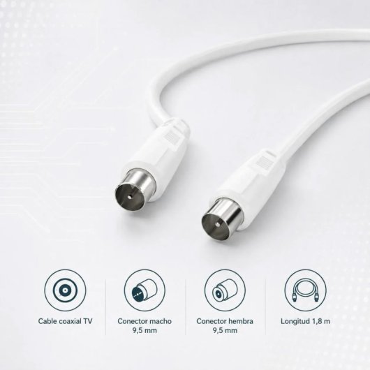Cavo coassiale PcCom Essential 3C-2V 9,5 mm maschio / 9,5 mm femmina 1,8 m bianco