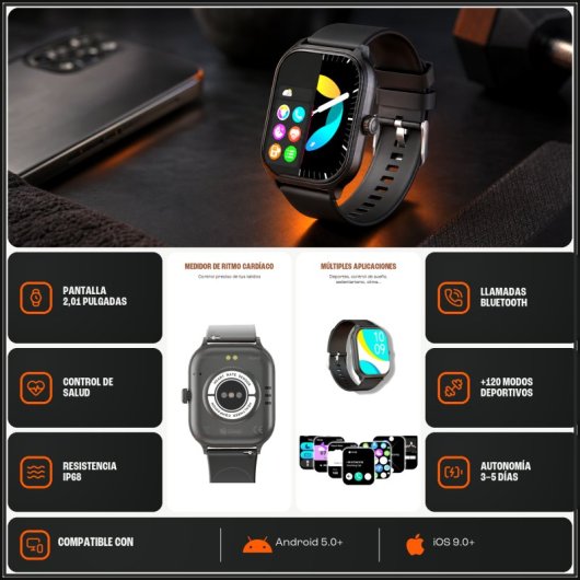 PcCom Essential Fit Max Reloj Smartwatch Negro