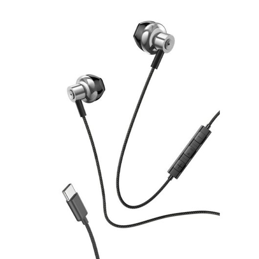 Cool Metal Estéreo Auriculares USB-C com Microfone Prateados
