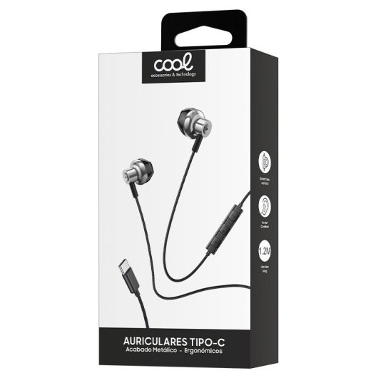 Cool Metal Estéreo Auriculares USB-C com Microfone Prateados