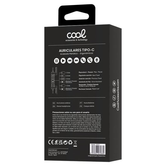 Cool Metal Estéreo Auriculares USB-C com Microfone Prateados