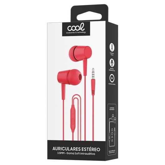 Cuffie stereo Cool Bear da 3,5 mm con microfono rosso