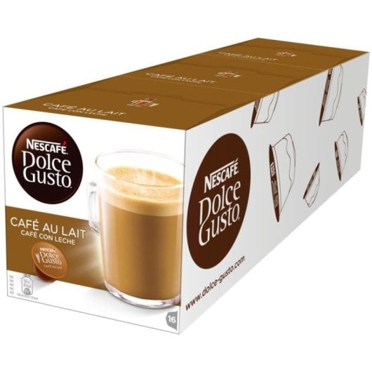 Nescafé Dolce Gusto - Café au Lait - Paquet de 3 x 16 Capsules - Total : 48 Capsules