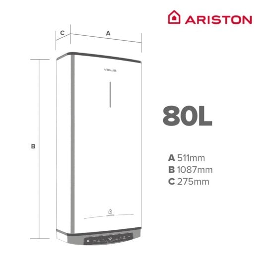 Ariston Velis Tech Dry Termo Eléctrico Multiposición Inteligente con Wi-Fi 80L B Gris