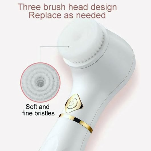 Klack Escova de Limpeza Facial Rotativa com Três Cabeças Intercambiáveis