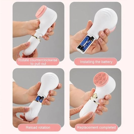 Klack Escova de Limpeza Facial Rotativa com Três Cabeças Intercambiáveis