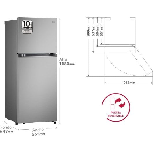 LG GTBV22PYGKD Frigorífico Dos Puertas E Acero Inoxidable
