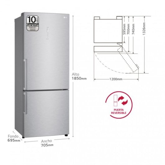 LG GBB569NSAGB.ANSQEUT Frigorífico Combinado D Aço Inoxidável