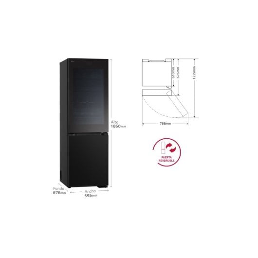 LG GBG7190CEV Instaview Frigorífico Combi C Negro