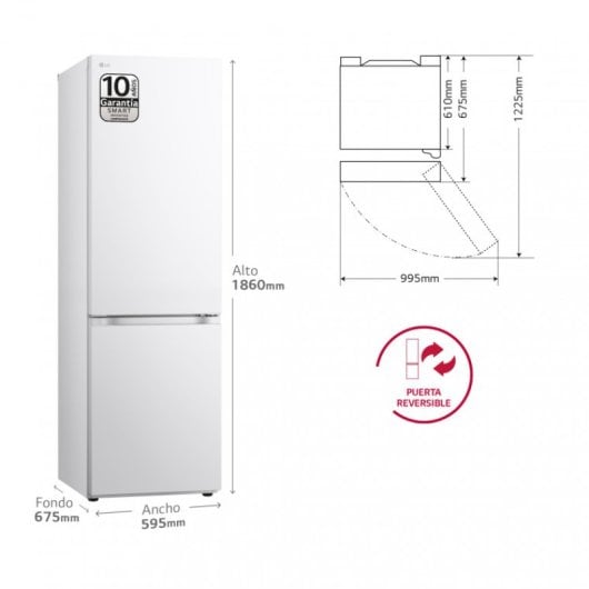 LG GBV3100CSW.ASWQEUZ Frigorífico Combi C Blanco