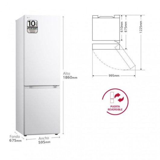 LG GBV3100CSW.ASWQEUZ Frigorífico Combi C Blanco