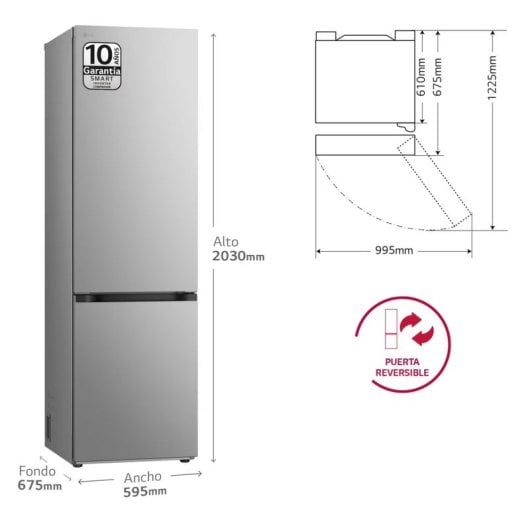 LG GBV5240CPY Frigorífico Combi C Acero Inoxidable