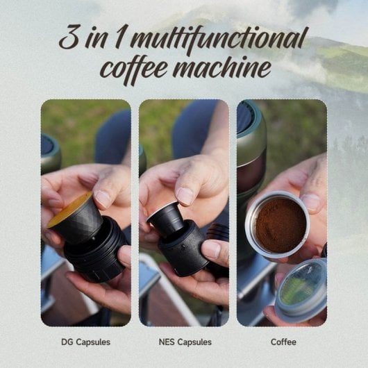 HiBREW H4B Cafetera Portátil Inalámbrica con Batería Recargable de 2200mAh Verde