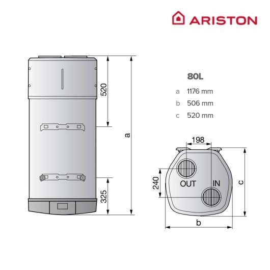 Ariston Aerotermia Nuos Plus S2 Calentador Bomba de Calor con Wi-Fi 80L A+