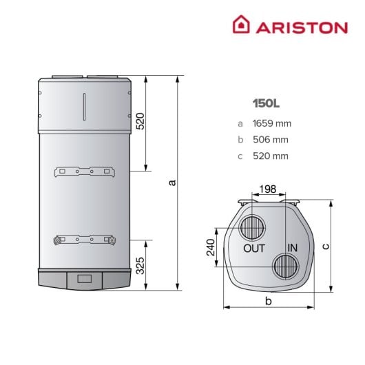 Ariston Aerotermia Nuos Plus S2 Calentador Bomba de Calor con Wi-Fi 150L A+