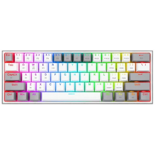Redragon K616 Fizz Pro Teclado Gaming Mecânico Sem Fios RGB Switch RED Branco/Cinzento Inglês