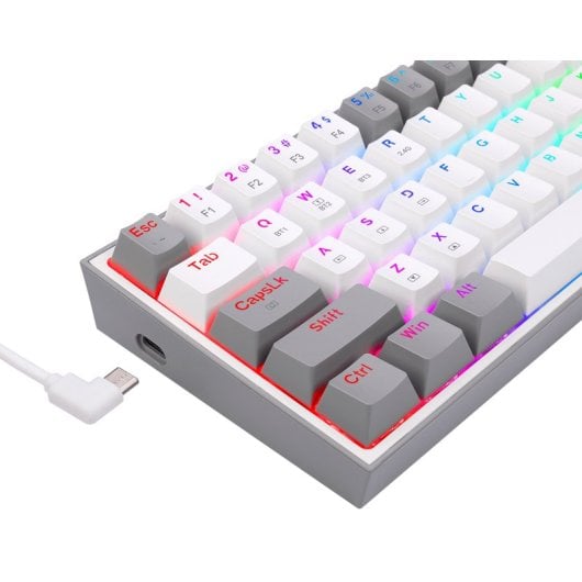 Redragon K616 Fizz Pro Teclado Gaming Mecânico Sem Fios RGB Switch RED Branco/Cinzento Inglês
