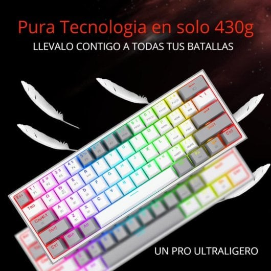 Redragon - Tastiera da gioco meccanica Fizz Pro Wireless RGB Bianca/rosa