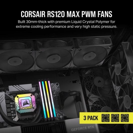 Corsair RS120 MAX PWM Triple Pack Ventilador Suplementario 120mm Negro