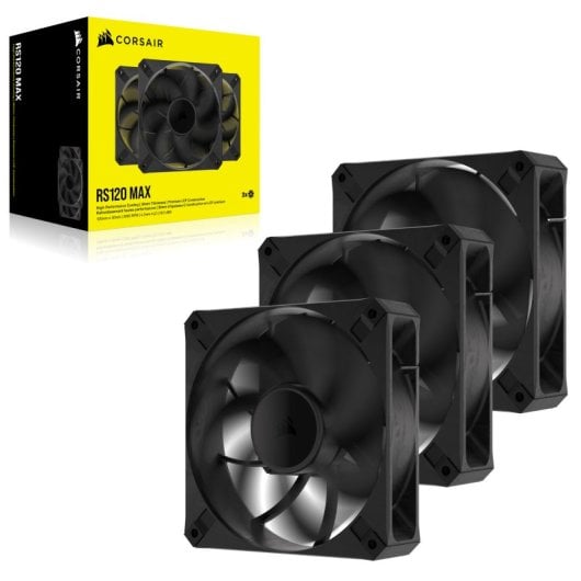 Corsair RS120 MAX PWM Triple Pack Ventilador Suplementario 120mm Negro