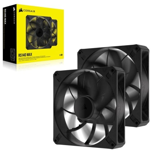 Corsair RS140 MAX PWM Dual Pack Ventilador Suplementario 140mm Negro