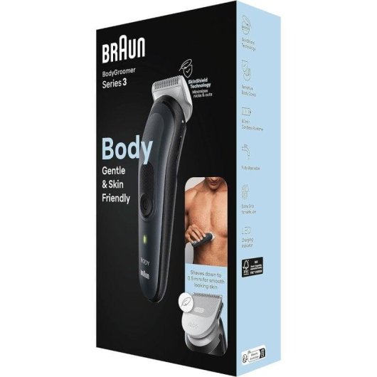Bodygroomer Braun BG3350 Kabellos 80min Wasserdicht 3 Aufsätze