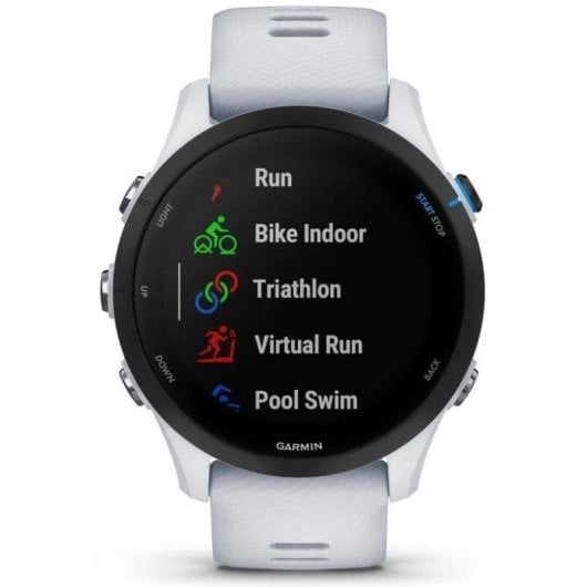 Garmin Forerunner 255 Music Bluetooth GPS WiFi 46mm MIP Blanc Taille Unique 5ATM SpO2 Pulsomètre