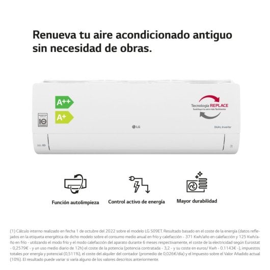 LG REPLACE09.SET 1x1 WiFi Split-Klimaanlage mit Wärmepumpe 2150 Frigories
