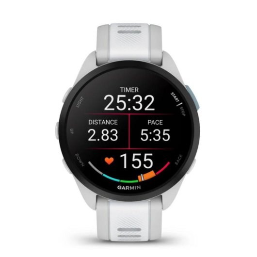 Garmin Forerunner 165 Bluetooth GPS 43mm AMOLED Grau Weißes Armband 5ATM Wasserdicht SpO2