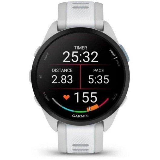 Garmin Forerunner 165 Bluetooth GPS 43mm AMOLED Grau Weißes Armband 5ATM Wasserdicht SpO2